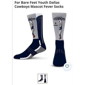 NWT For Bare Feet Youth Dallas Cowboys Mascot Fever Socks NFL Team Apparel